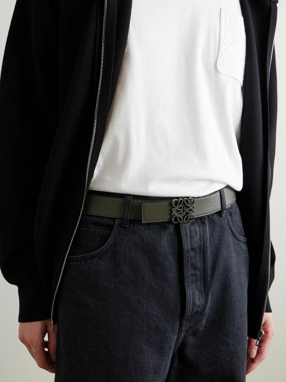 LOEWE - Anagram 3.5cm Reversible Leather Belt - Green