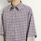 Balenciaga Men's Check Poplin Double Layer Shirt in Red/Navy