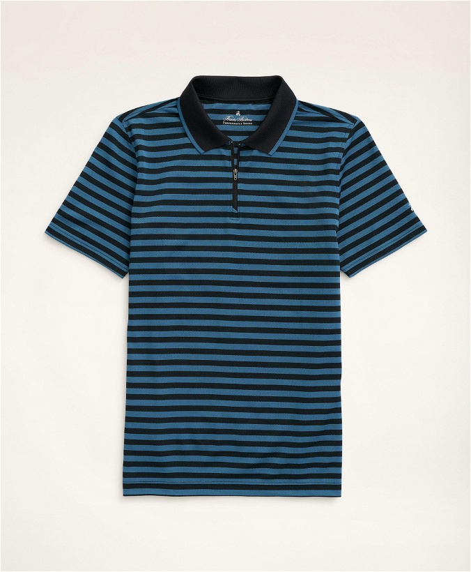 Photo: Brooks Brothers Men's Stretch Performance Series Zip Jersey Polo Shirt | Blue