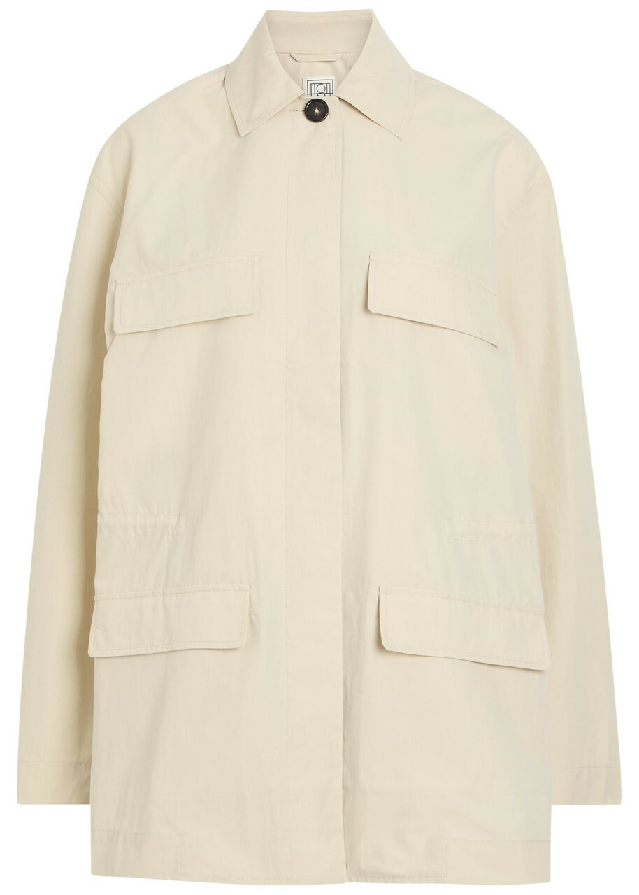 Toteme Drawstring Cotton-blend Poplin Jacket Off White