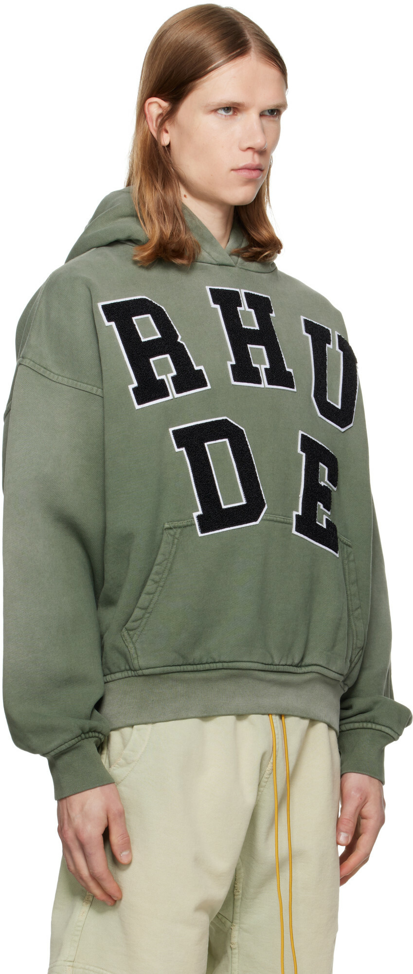 Rhude Green 'Rhude' Chenille Patch Logo Hoodie