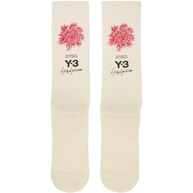 Photo: Y-3 Beige James Harden Graphic Logo Socks