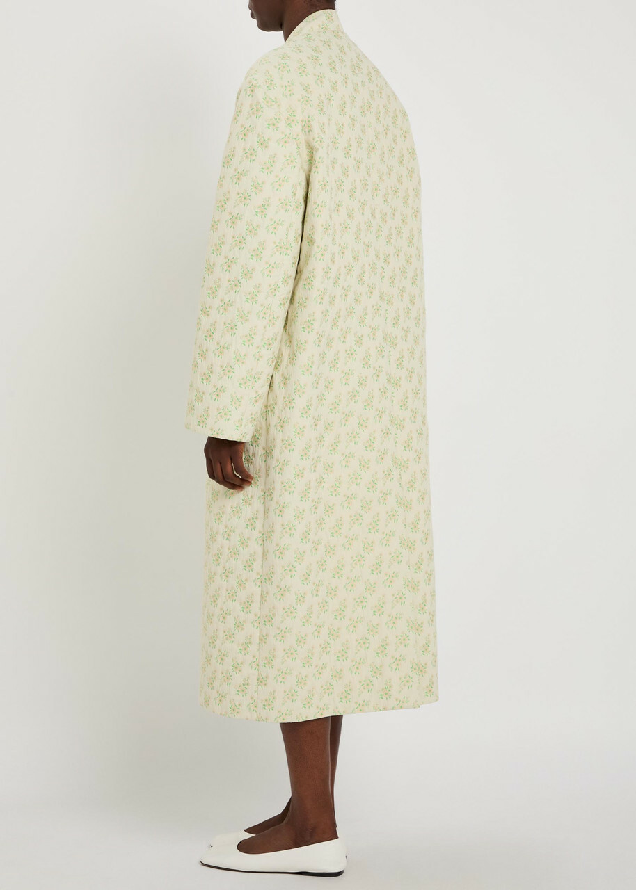 Simone Rocha Embellished Floral-jacquard Cotton-blend Coat Green