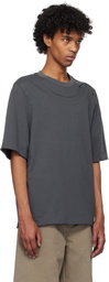 NULLUS Gray Impaled & Deconstructed Collar T-shirt
