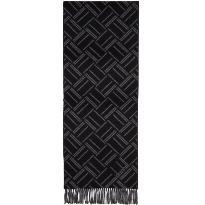 Photo: Dunhill Black and Grey Abstract Longtail Jacquard Scarf