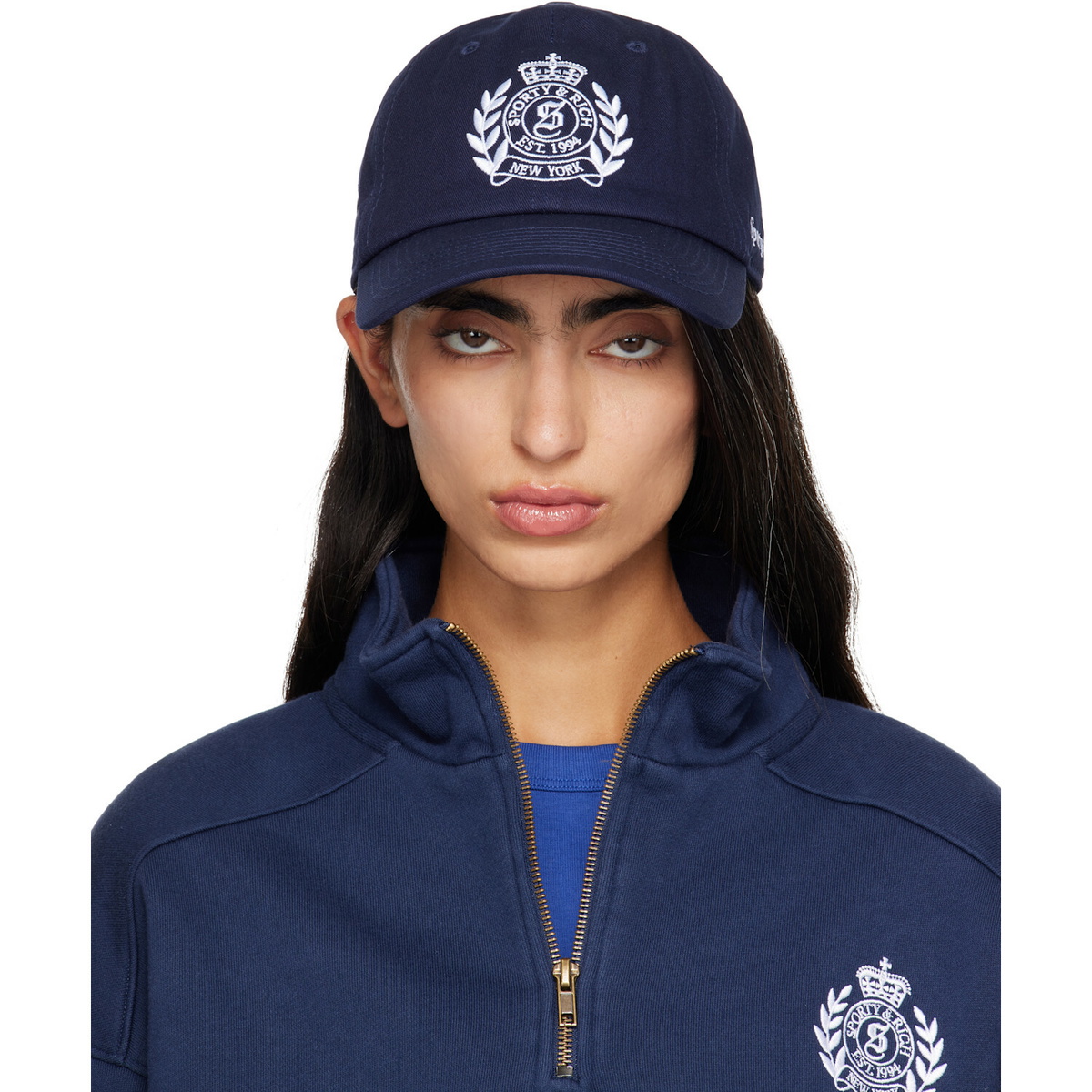 Sporty & Rich Navy NY Crest Hat