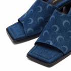 Marine Serre Women's Regenerated Deadstock Denim Mule Shoes in Blue Laser/Wash