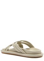Moncler Bell Woven Leather Sliders Ivory