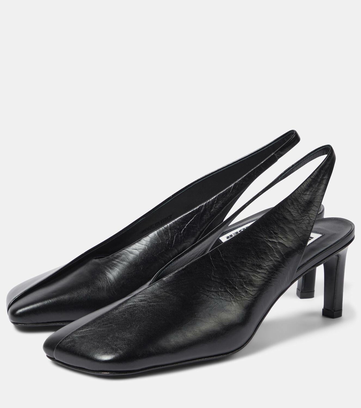 パンプス JIL SANDER  Leather pumps JIL SANDER Whipstitched Square-Toe Leather Pumps in Black