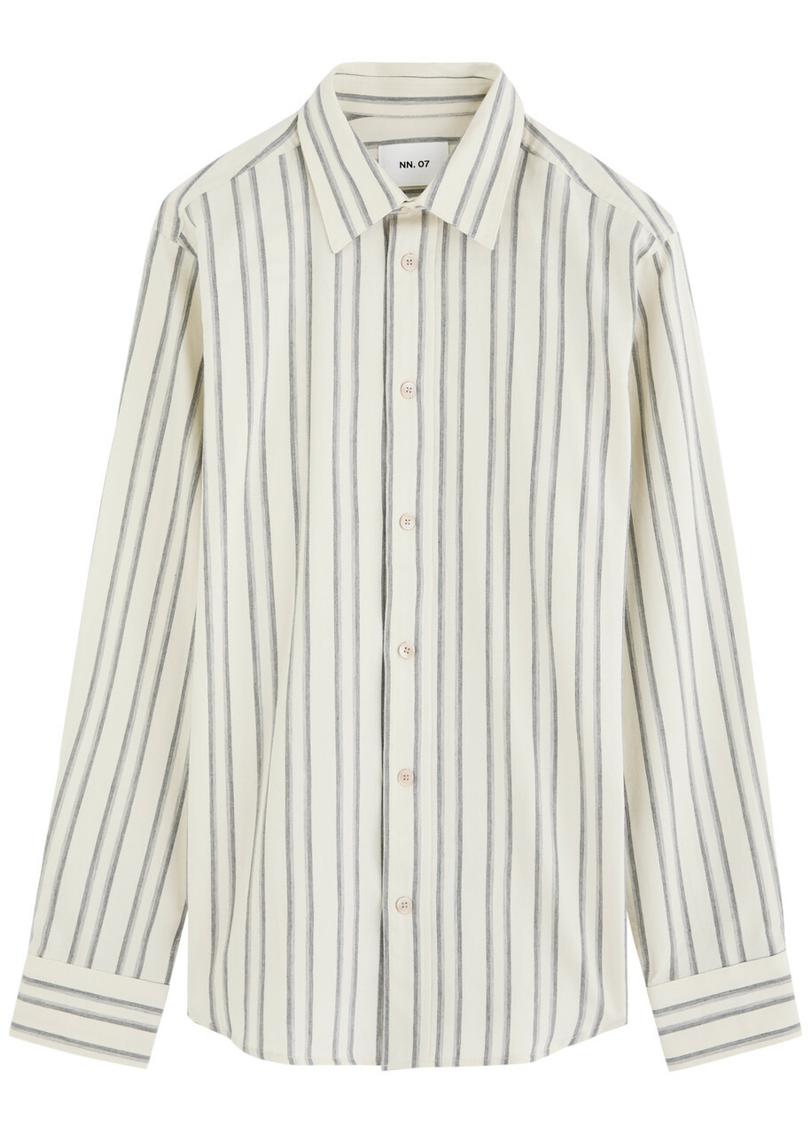 NN07 Colby Striped Cotton Shirt White