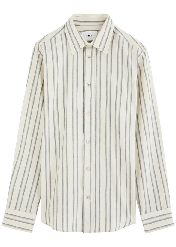 Photo: NN07 Colby Striped Cotton Shirt White