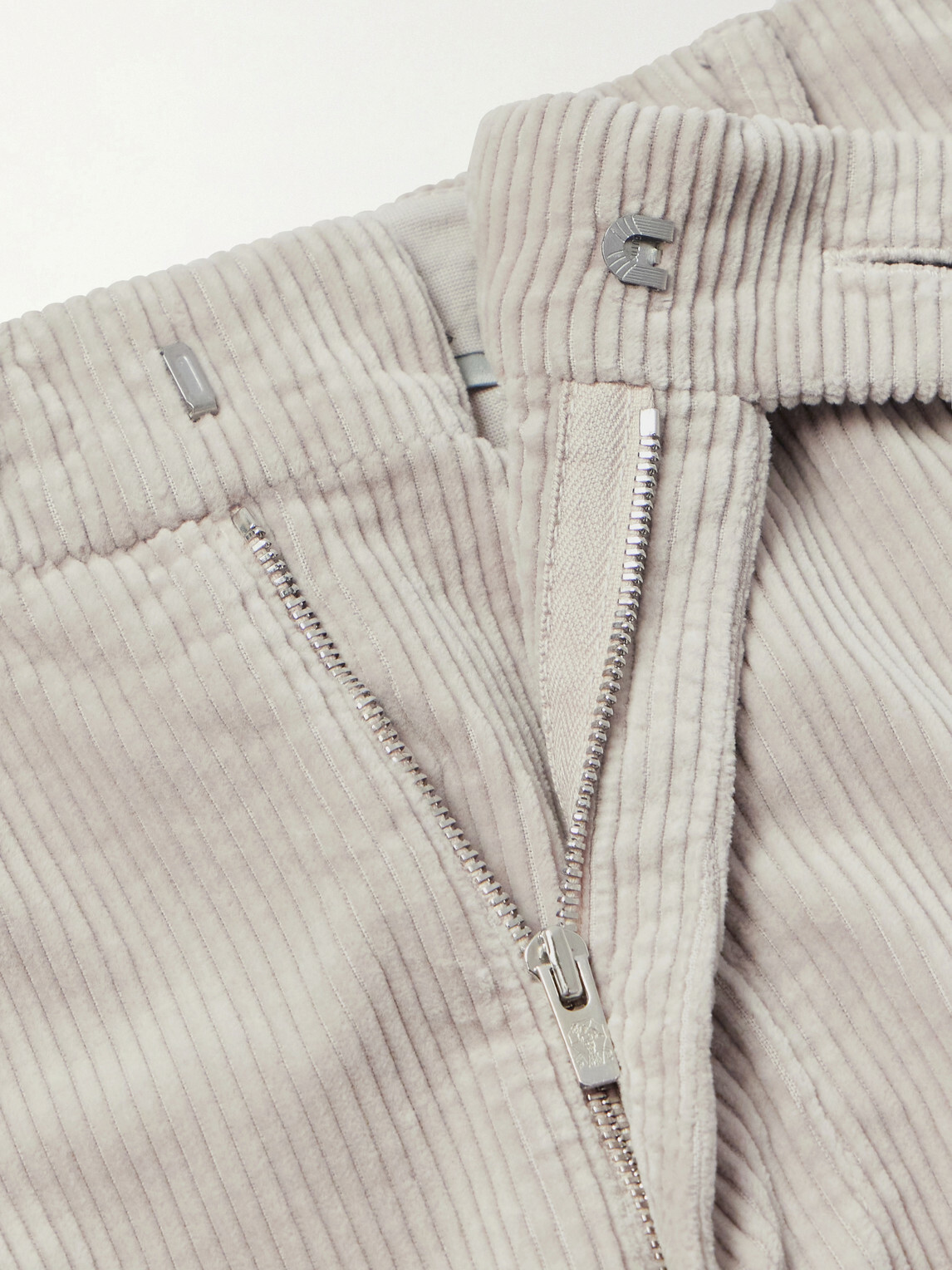 Brunello Cucinelli - Tapered Pleated Cotton-Corduroy Trousers - Neutrals