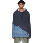 Greg Lauren Navy 50/50 Denim Hoodie