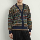 Jamieson's of Shetland Men's Jamiesons of Shetland Fair Isle V-Neck Cardigan in Dark Navy