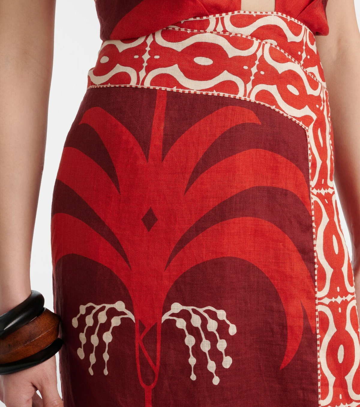 Johanna Ortiz Printed open-back linen midi dress