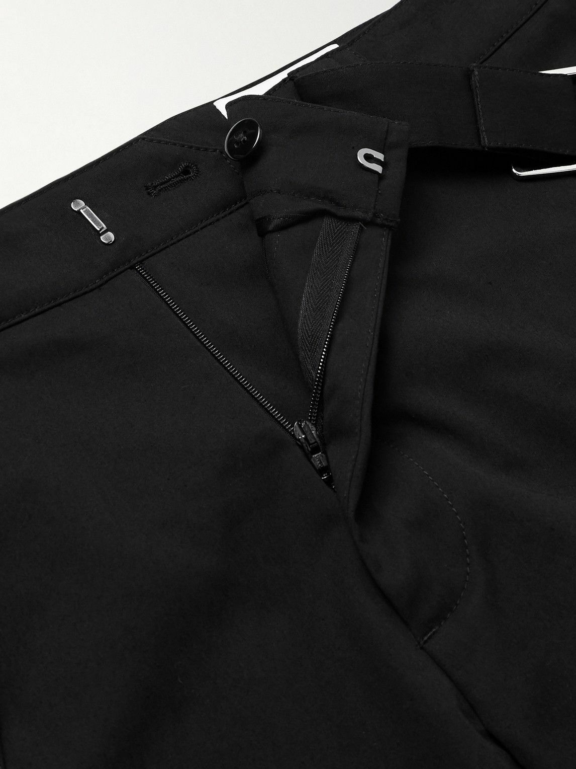McQueen - Straight-Leg Belted Cotton-Blend Trousers - Black