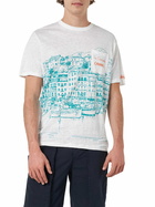 MC2 Saint Barth Man Linen Jersey T-shirt Ecstasea With Cannes Placed Print And Embroidered Pocket