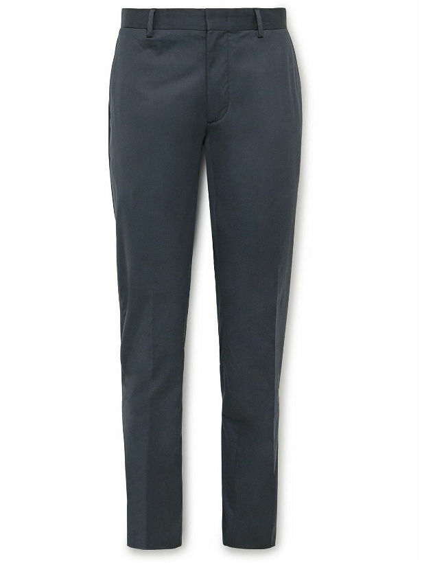 Photo: Zegna - Slim-Fit Stretch Cotton-Twill Trousers - Blue