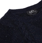 A.P.C. - Exeter Slim-Fit Donegal Cable-Knit Sweater - Men - Navy
