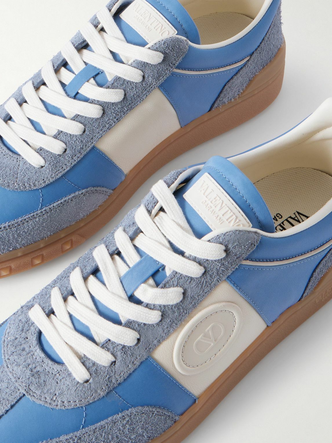 VALENTINO スニーカー ブルー Valentino Garavani - Upvillage Leather and Suede-Trimmed Twill