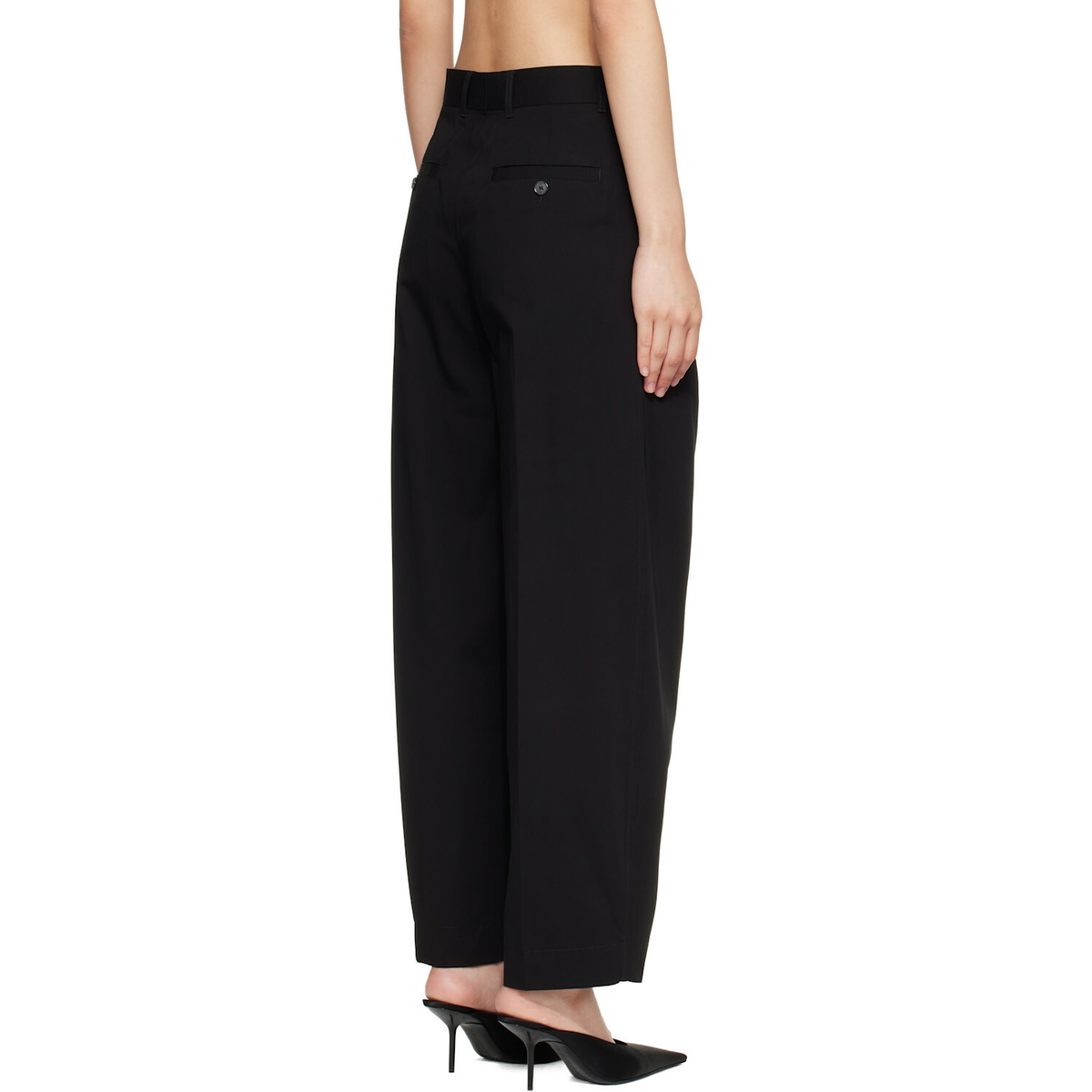 TOTEME Black Single Pleat Cotton Trousers