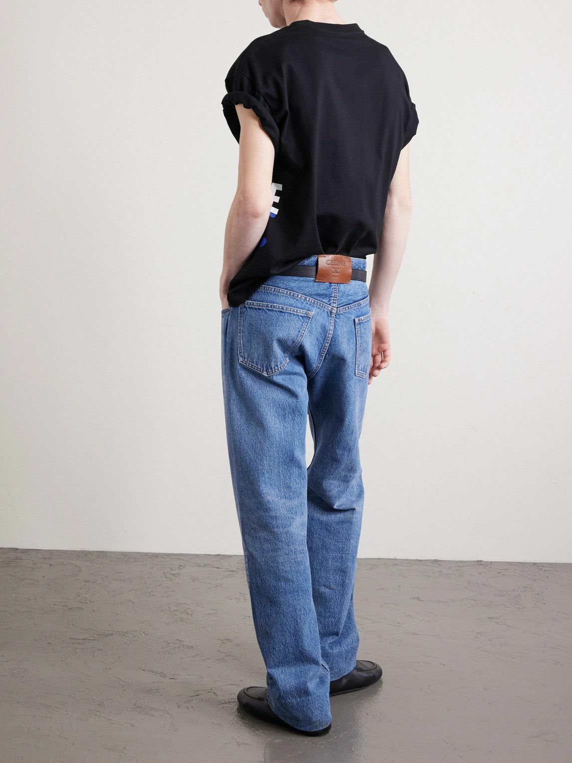 CELINE - Logo-Print Cotton-Jersey T-Shirt - Black