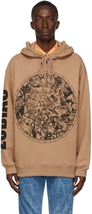 Photo: Dries Van Noten Beige Heavy Weight Graphic Hoodie