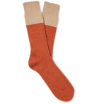 Mr P. - Colour-Block Wool-Blend Socks - Orange