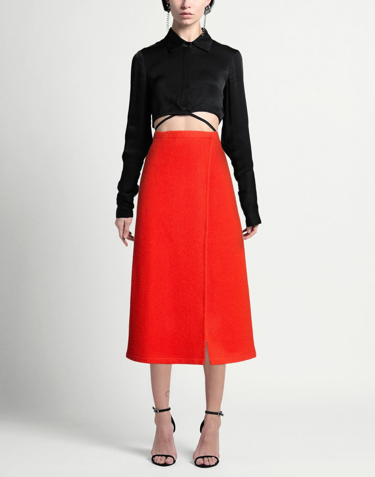 Rier Womens Midi skirt in Tomato red