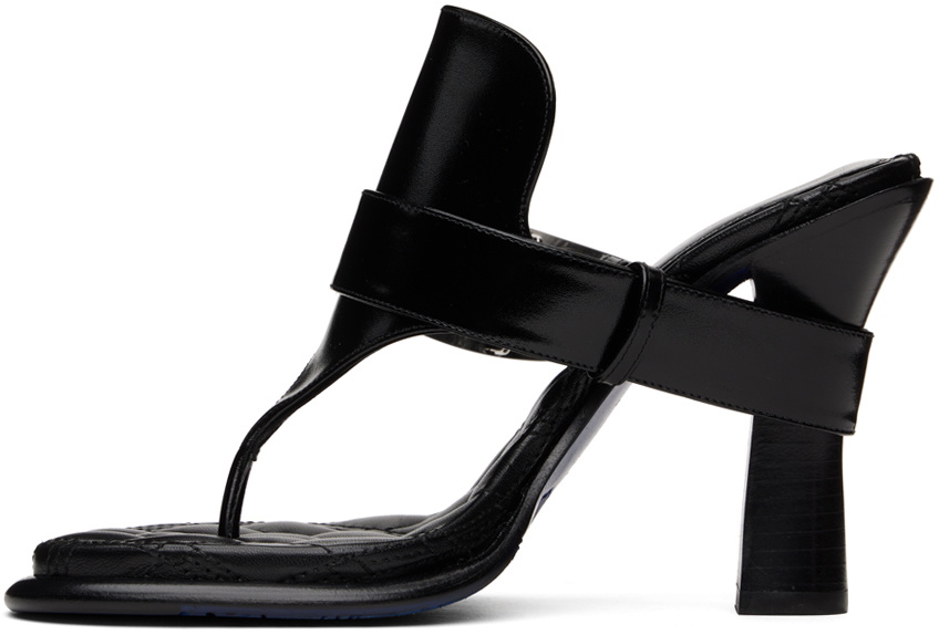 Burberry Black Leather Bay Heeled Sandals Burberry