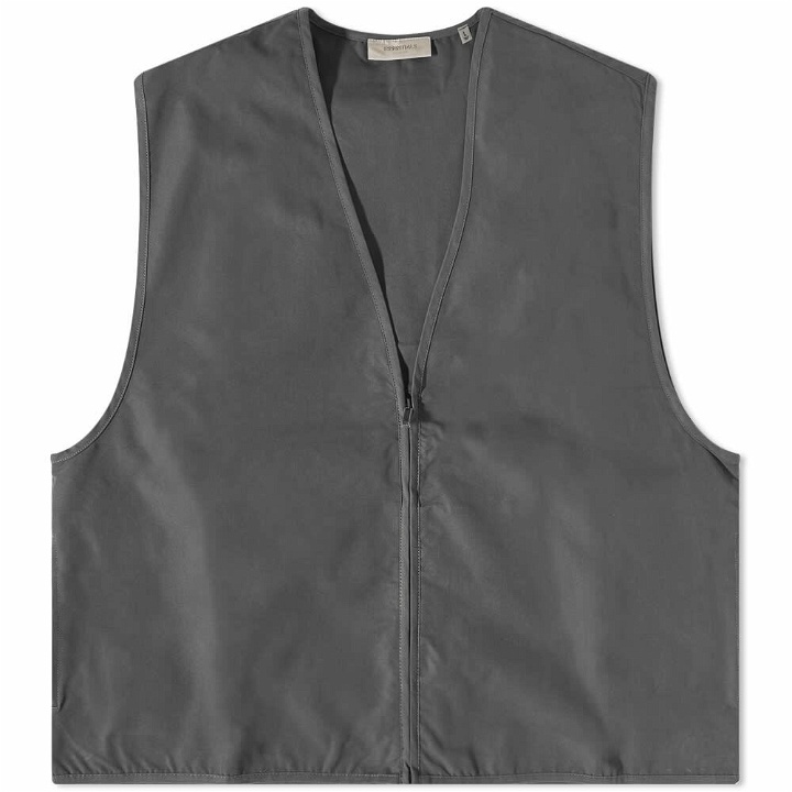 Photo: Fear of God ESSENTIALS Men's Woven Twill Vest in Off Black