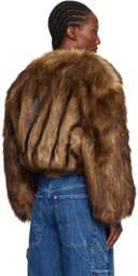 Alexander Wang Brown Cropped Faux-Fur Jacket