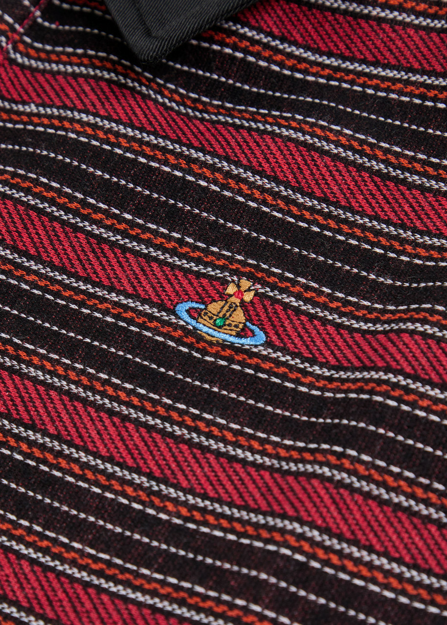 Vivienne Westwood Striped Logo Cotton Polo Shirt Red