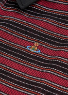 Vivienne Westwood Striped Logo Cotton Polo Shirt Red