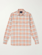 Drake's - Checked Brushed Cotton-Flannel Shirt - Orange