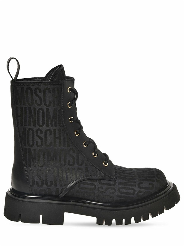 Photo: MOSCHINO - Logo Jacquard Lace-up Boots