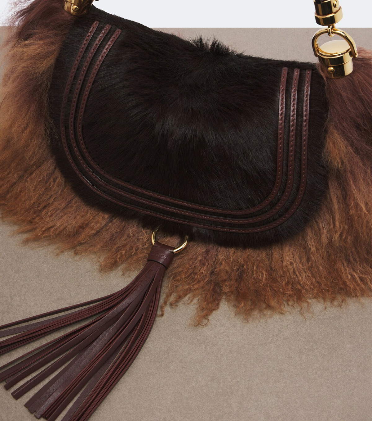 Chloé Marcie Foulard Small shearling shoulder bag