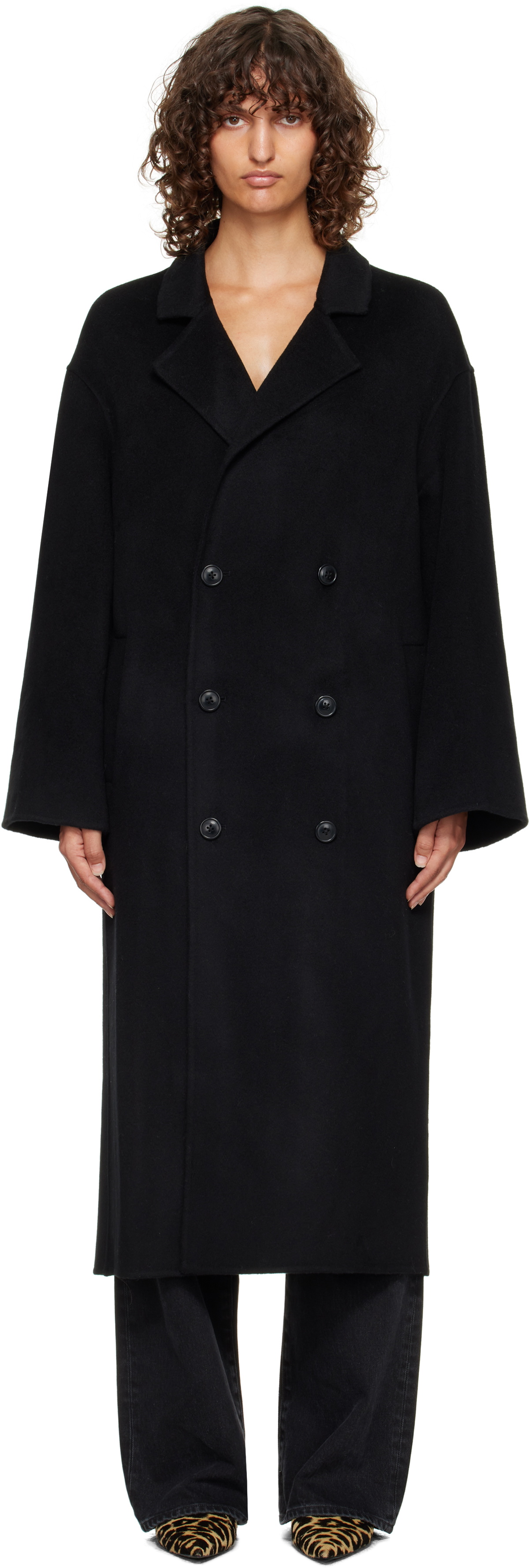 Loulou de Saison Black Borneo LDS Wool Drap Coat