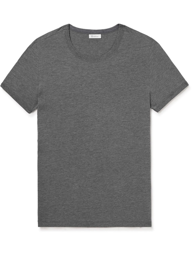 Photo: Schiesser - Lorenz Slim-Fit Stretch Cotton and Modal-Blend Jersey T-Shirt - Gray