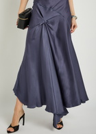 Victoria Beckham Posy Asymmetric Satin Maxi Dress Dark Grey