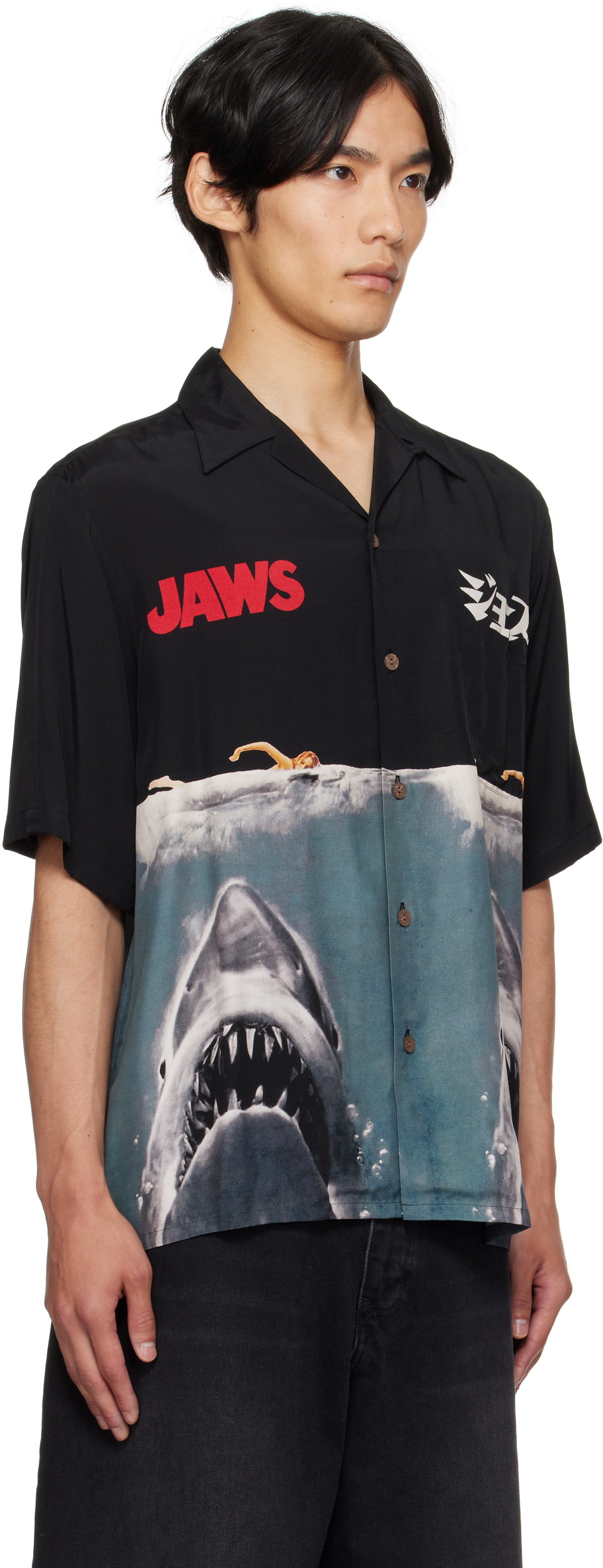 WACKO MARIA Black 'Jaws' S/S Shirt