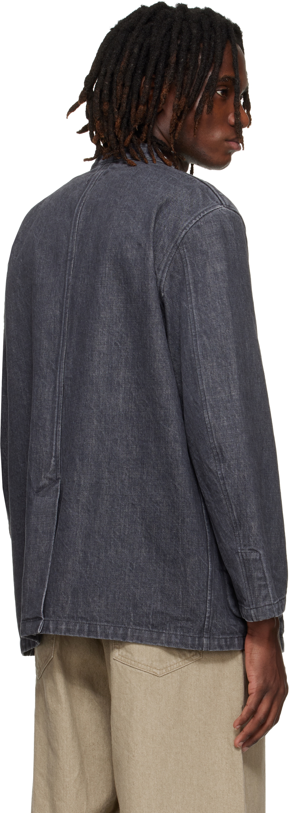 YOKE Gray Denim Cut-Off Blazer