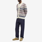 Jamieson's of Shetland Men's Fair Isle Shawl Collar Cardigan in Ecru