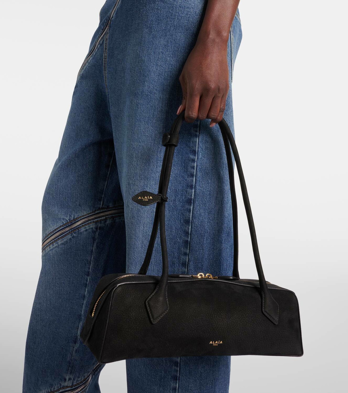 Alaïa Le Teckel Medium suede shoulder bag