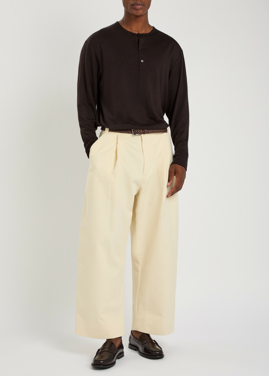Studio Nicholson Pleated Wide-leg Trousers Cream