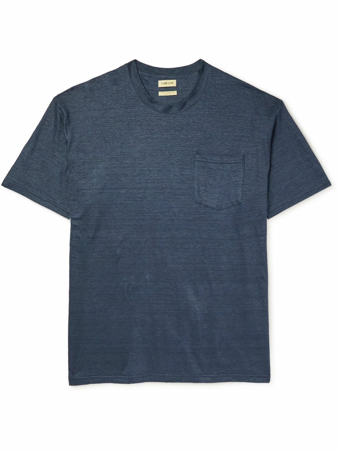 De Bonne Facture - Linen-Jersey T-Shirt - Blue De Bonne Facture