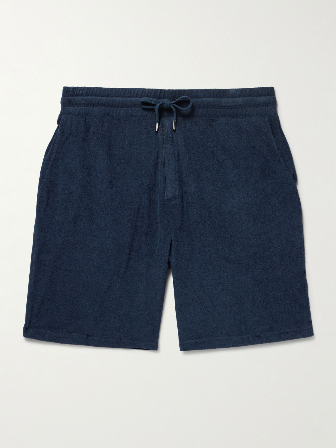 Frescobol Carioca - Augusto Straight-Leg Cotton, Lyocell and Linen-Blend Terry Drawstring Shorts - Blue