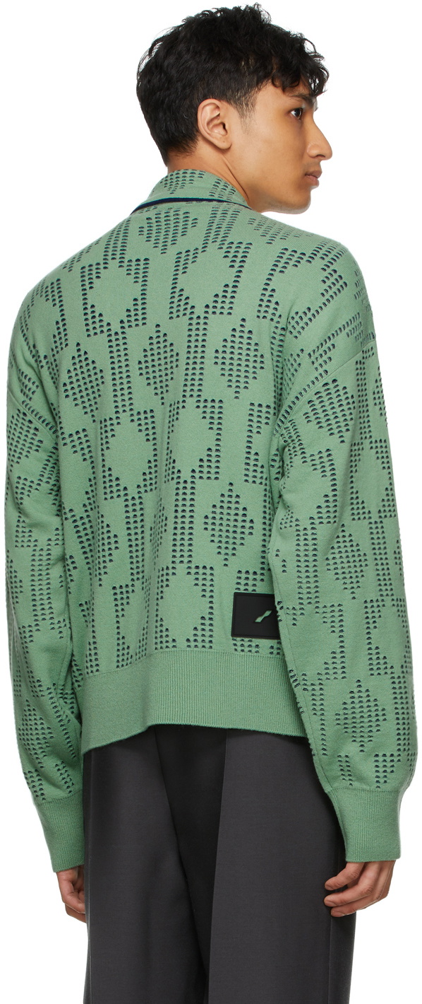 We11done Green Geometric Jacquard Jacket We11done