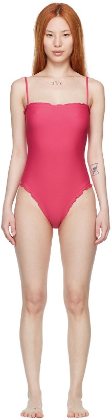 Photo: Sherris Pink Nylon One-Piece Swimsuit