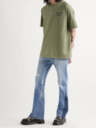 GALLERY DEPT. - Logo-Print Distressed Cotton-Jersey T-Shirt - Green
